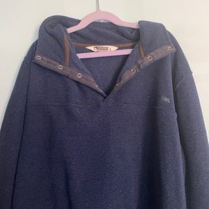navy blue quarter button up pull over